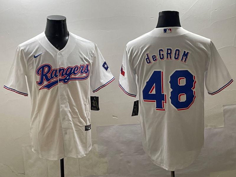 Men's Texas Rangers Jacob deGrom #48 White Limited Jersey